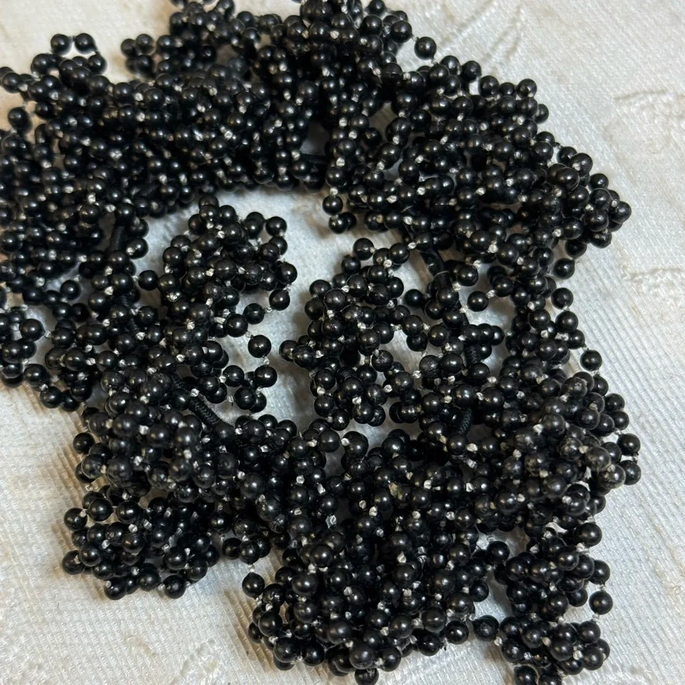 LELET NY Designer Hair Set: 3pc Black Beaded & Hand-Knotted‎ Luxury Scrunchies